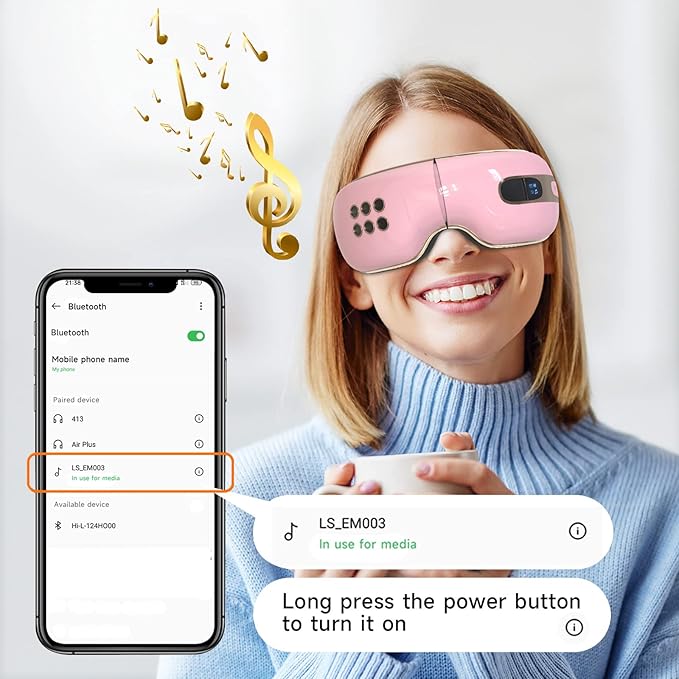 Eye Massager with Heat and Cooling for Migraines, Dry Eyes, Dark Circles, Rechargeable Heated Eye Mask Massager Improve Sleeping - Gifts for Women and Men (Pink)