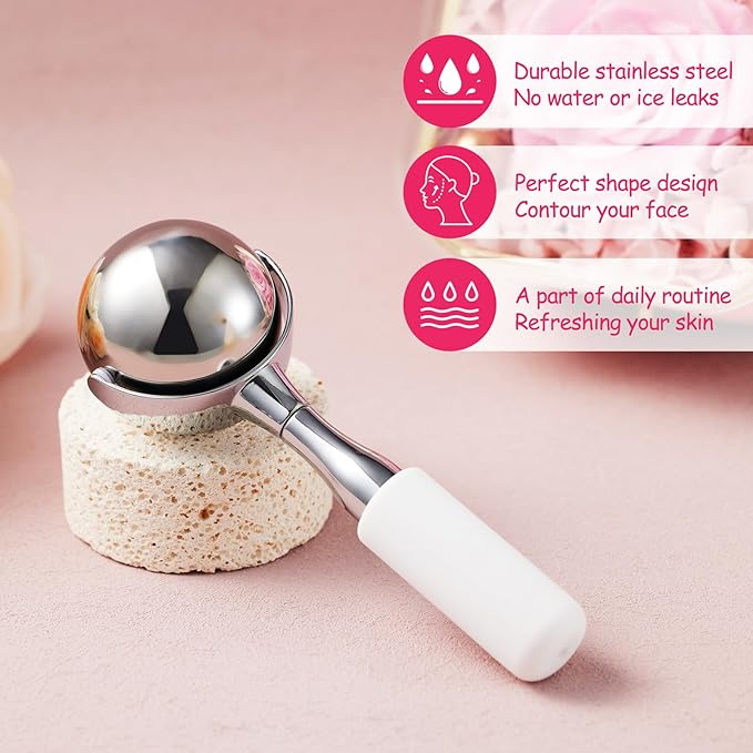 Cryo Sticks 360 Rotating Unbreakable Steel Ice Globes - Facial Skin Care Tools for Women - Ice Roller for Face & Eyes