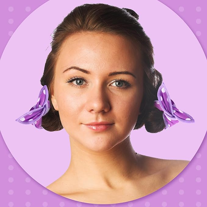Bememo 40 Pieces Soft Curlers Hair Rollers Pillow Rollers for Hair Satin Sponge Curlers to Sleep in Overnight Heatless No Heat for Long Short Foam Rag Large Styling Tools(Purple)