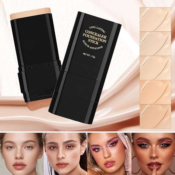 Long-Lasting Concealer Foundation Stick, Creamy Full Coverage, Hydrating Olive & Camellia Formula for Dark Circles (03 light skin)