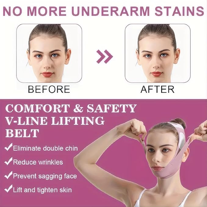 Face Slimming Mask, Breathable Mesh Design，V Line Face Lifting Strap and V Line Face Shaping Belt - Chin and Cheek Lifting Bandage for V Face Lift - Sleeping Mask Strap for Women - pink