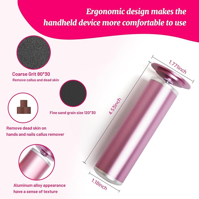 Electric Foot Callus Remover with 80pcs Sandpape Discs, Professional 800RPM Aluminum, Callus Remover for Feet Pedicure Tool for Dead Skin and Calluses, Stepless Speed Control Foot File 2 in 1