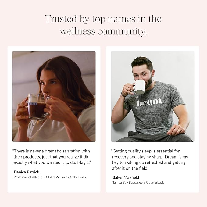 Beam Dream Sleep Powder, Sleep Supplement, Sleep Aids for Adults, Melatonin Free, Contains Magnesium, L Theanine, Apigenin, Natural Sleep Aid, Vegan, Non GMO, Dairy Free, 3rd Party Tested, 30 Servings