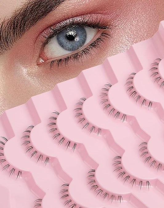 Bottom Lashes Natural Everyday Wispy Lashes Natural Look Flared Eyelashes False Lower Lashes Soft Fluffy Lashes False Eyelashes 7 Pairs B-1