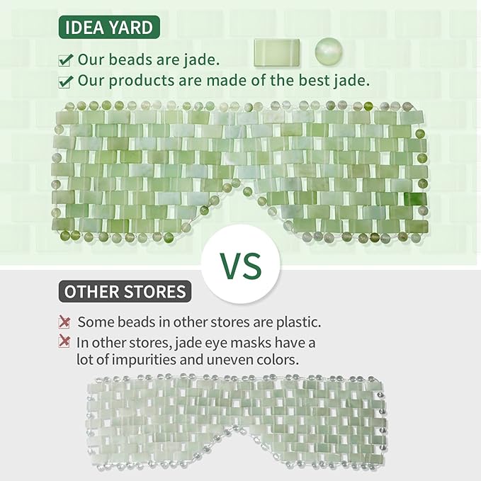 Jade Eye Mask 100% Natural Real Jade Stone Reusable Eye Mask for Hot & Cold Anti Aging，Headache and Migraine Relief Jade Mask for Women Men