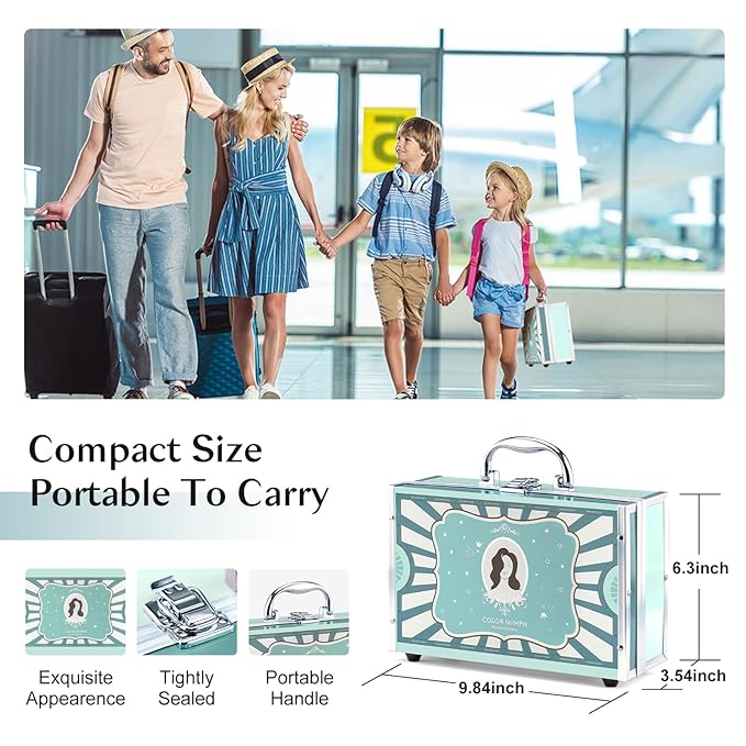 All In One Makeup Kit For Girls, Beginner Makeup Kit For Teens Makeup Kit For Little Girls Full Set Make Up Kit For Women Cosmetic Set 18 Color Eyeshadow Eyeliner Lipgloss Blush Mirror - Green