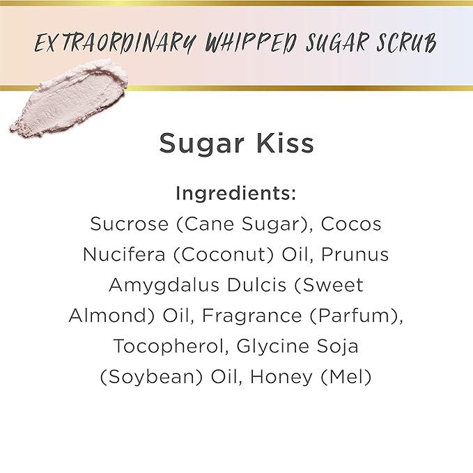LALICIOUS Extraordinary Sugar Kiss Sugar Scrub, Exfoliating Body Scrub with Coconut Oil & Honey, Moisturizing Body Exfoliator for Glowing Radiant Hydrating Skin, Zero Greasy, No Parabens - 16oz