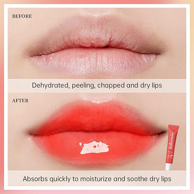 Erinde Lip Butter Balm, Moisture Hydration Lip Butter Gloss, Sheer Tinted Lip Mask and Lip Balm, Soothing Lip Treatment Care Makeup, Shine Lip Glow Oil for Dry, Chapped Lips, 05 Cherry