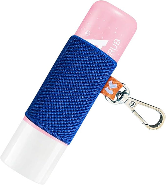 LipBalm Holder with Keychain, Lipstick Holder Keychain, Lip Gloss Holder Keychain, Never Lose Your Lip Balm, Lip Gloss or Lipstick with Cute Elastic Lip Balm Keychain Holder (Blue)