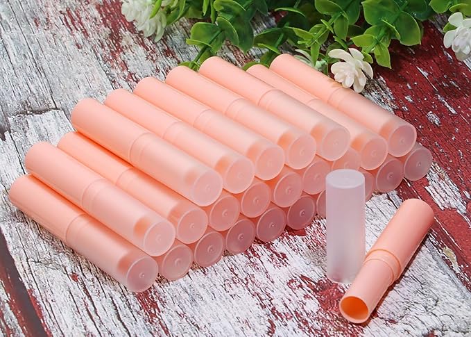 0.14oz Empty Flavored Lip Balm Container Tubes Plastic Homemade Moisturizing Lip Stick with Caps Bulk Fit for Women Adult DIY Making Supplies, 25 Count (Pink)