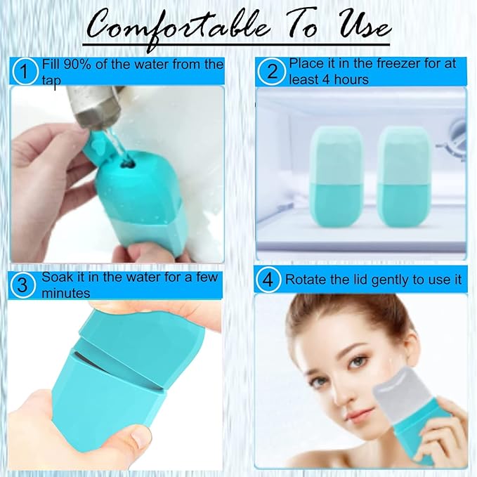 Ice Roller for Face & Eye Puffiness Relief - Enhance Your Natural Glow with Face Ice Roller, Ice Mold for Face with New Leak-Proof Design, Reusable Ice Face Roller-Gift for Women