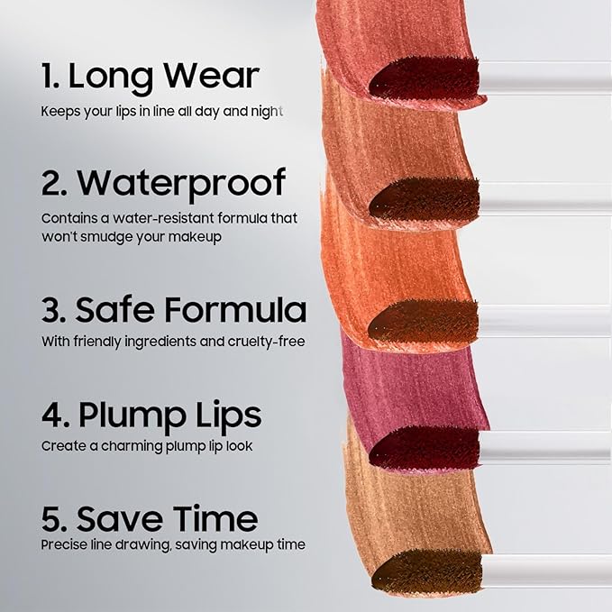 Lip Stain Peel Off - Lip Liner Long-wear & Waterproof Moisturizing Lip Stain with Matte Finish, Transfer-Proof, Non-Stick Cup Lip Tint Stay On All Day (Rose)