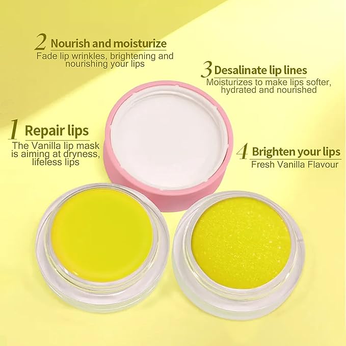 kukubird Lip Mask Overnight Hydrating Lip Balm Mask Exfoliating Lip Scrub Lip Care Treatment For Chapped and Cracked Lips-Vanilla