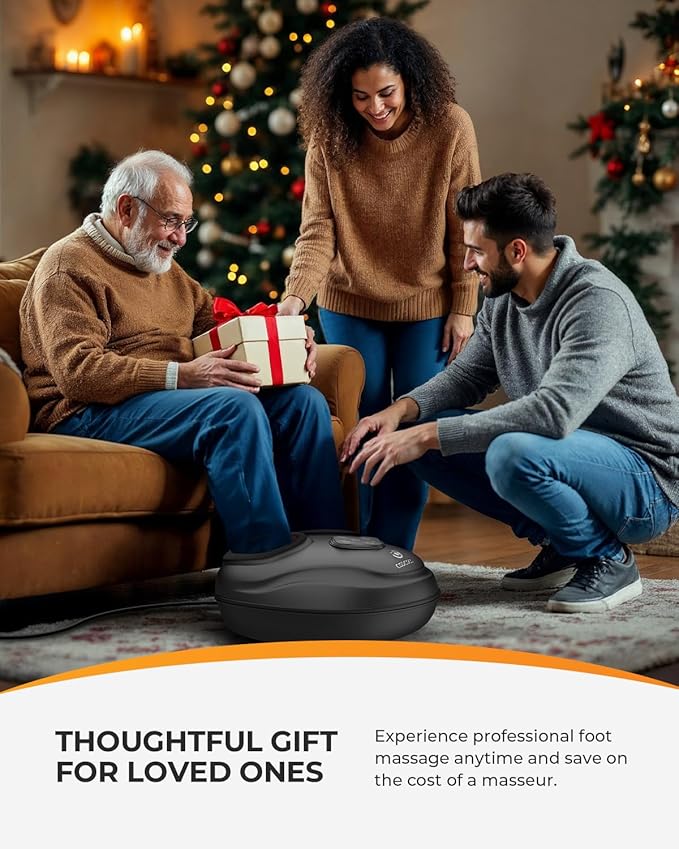 CooCoCo FSA Eligible Foot Massager with Heat, Upgraded Shiatsu Feet Massager for Plantar Fasciitis, Neuropathy, Gifts for Women Men Mom, Feet Massage Machine with Kneading, Compression, Size 14