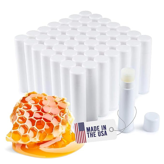 Lip Balm Bulk Unlabeled - Made in USA Bulk Chapstick - Natural Ingredients Vitamin E Shea Butter - Custom Chapstick Bulk For Party & Wedding Favors (50 Count, Honey)