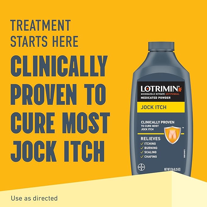 Lotrimin Antifungal Jock Itch Medicated Powder with Miconazole Nitrate, Jock Itch Treatment for Men, Women, and Kids Over The Age of 2, 6.25 oz Bottle