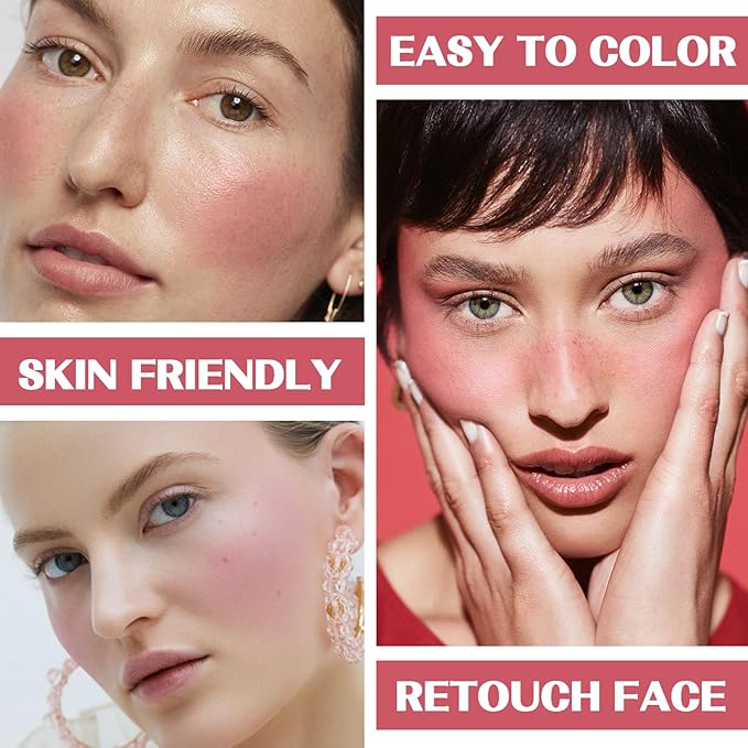 2Pcs Cream Blush Makeup Stick,Monochromatic Multi-Stick Face Blush for Cheek,Lip and Eye,Matte and Dewy Finish for Long Wearing,Easy Application.HOTLINE