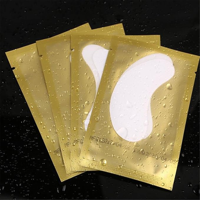 100 Pairs Set，Eye Gel Patches,Under Eye Pads Lint Free Lash Extension Eye Gel Patches for Eyelash Extension Eye (gold)