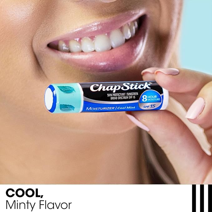 ChapStick Moisturizer Original, Black Cherry and Cool Mint Lip Balm Tubes Variety Pack, SPF 15 and Skin Protectant - 0.15 Oz (Pack of 3)