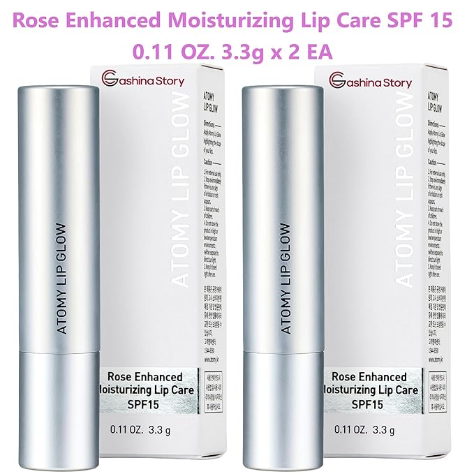 Atomy Lip Glow 3.3g x 2 EA - Moisturizing Lip Care Treatment Balm with Natural Pink Color