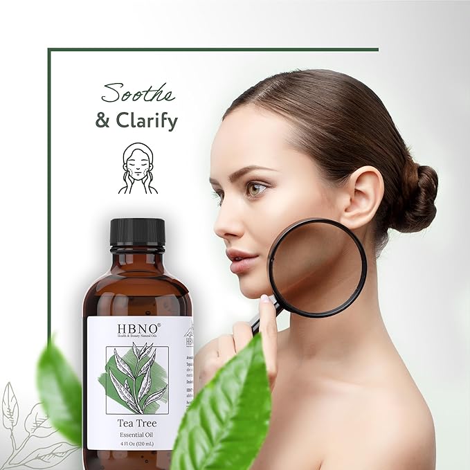 HBNO Tea Tree Oil for Skin 4oz (120 ml) - Bring Refreshing Aroma of Tea Trea Essential Oil - Perfect for Skin Therapy