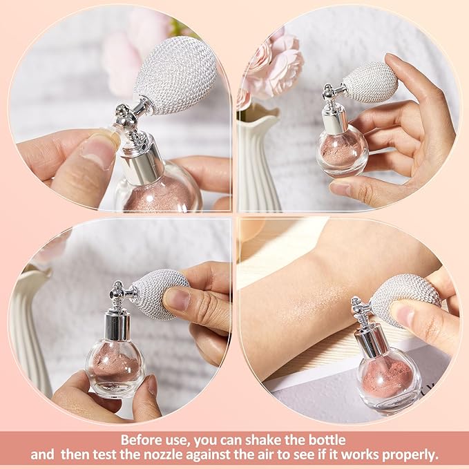 3 Pcs Glitter Spray for Hair and Body, Highlighter Shimmering Spray Powder High Gloss Body Glitter Spray Sparkle Powder for Face Body Cosmetic, Champagne, Pearl White, Bronze Color