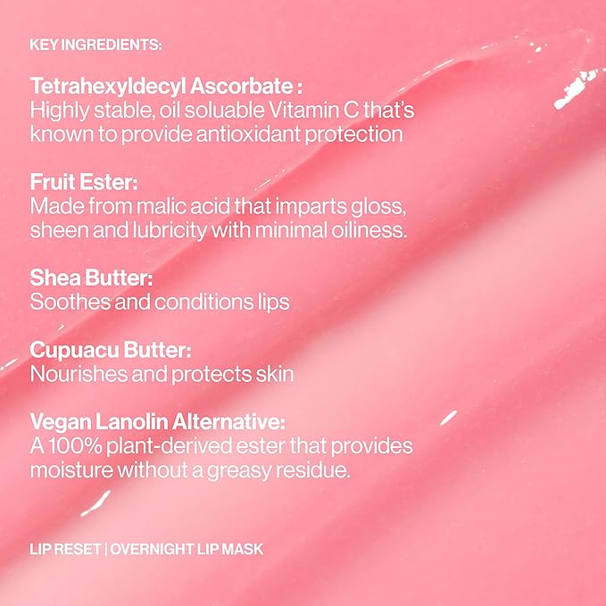 MAKE Beauty Lip Reset Overnight Lip Mask. Nourishing, Hydrating Lip Treatment for Dry, Flaky Lips. Plumps, Softens, and Smooths. Vanilla Veil Flavor