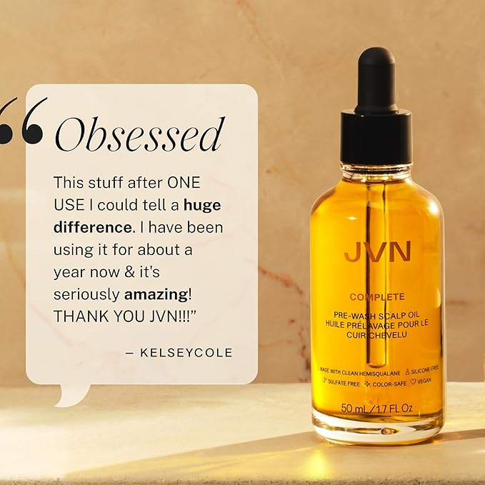 JVN Pre-Wash Scalp Oil & Hair Treatment Oil, Pre Shampoo Dry Scalp Treatment, Scalp Cleansing Oil for All Hair Types, Sulfate Free (1.7 Fl Oz)