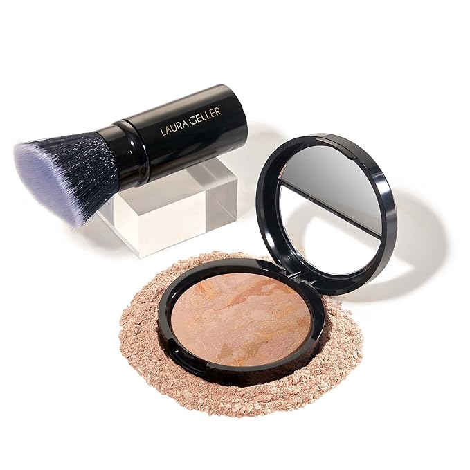 LAURA GELLER NEW YORK Baked Balance-n-Brighten Foundation with Kabuki Brush Makeup Set, Fair