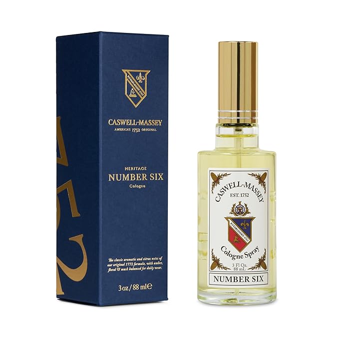 Caswell-Massey Number Six Gold Cap Cologne, Men’s Cologne with Sophisticated Top Notes of Bergamot, Rosemary & White Narcissus with a Premium Lavender Base, 3 Fl Oz