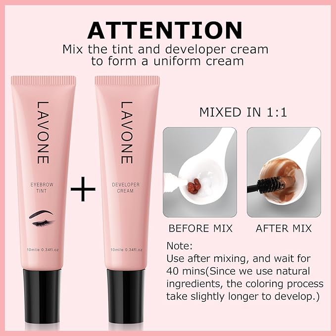 Eyebrow Color Kit with Brow Color & Eyebrow Pencil, 2-in-1 Natural Effects Eyebrow Makeup Set, Easy & Safe to Use 10ml - Medium Brown