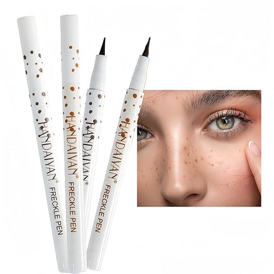 Freckle Pen 2 Colors, Natural Lifelike Freckle Makeup Pen Magic Freckle Color,Waterproof Longlasting Soft Dot Sopt Pen,for Natural Effortless Sunkissed Makeup-Chestnut&Dark Brown