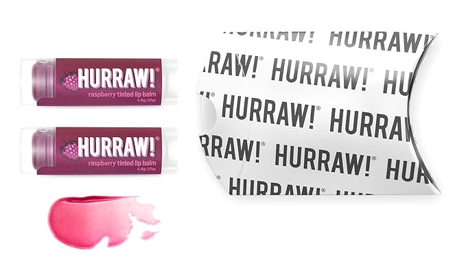 Hurraw! Raspberry Tinted Lip Balm, 2 Pack: (Sheer Berry Tint) Organic, Certified Vegan, Cruelty and Gluten Free. Non-GMO, 100% Natural Ingredients. Bee, Shea, Soy and Palm Free. Made in USA