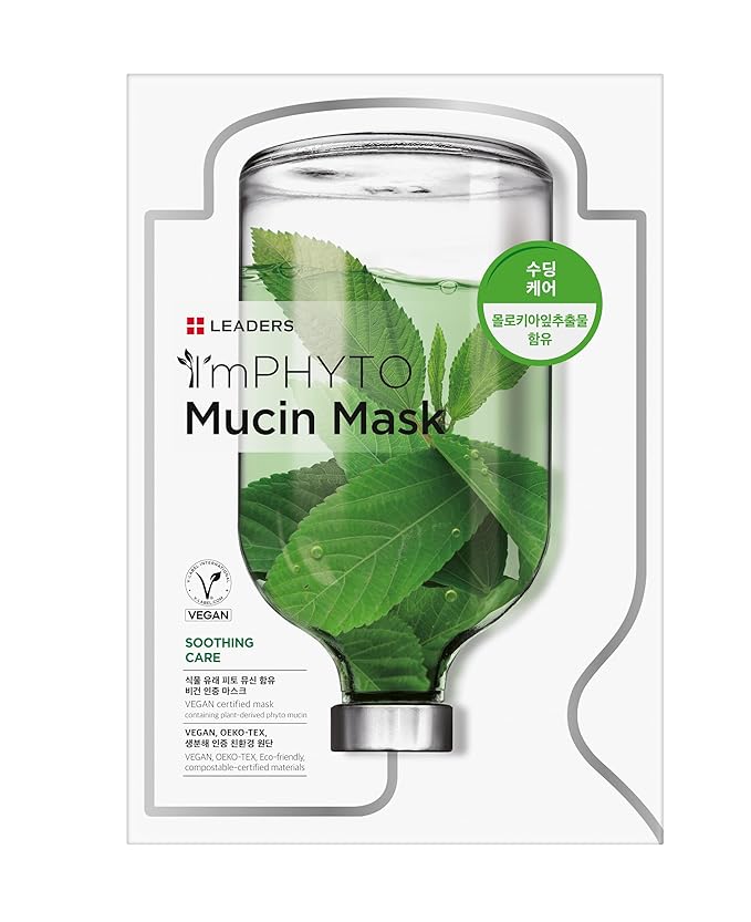I'MPHYTO Leaders Facial Mask 10 Sheet Mucin Vegan Mask | Soothing Care & Hydrating Skin Care | Natural Plant-Based Ingredient | Certified Vegan | Natural Cellulose Sheet