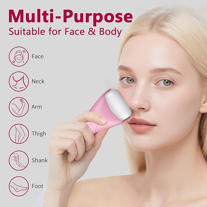 Ice Roller for Face & Eye, Vitamin E Rose Oil & Gua Sha Set, Gua Sha Oil for Face & Body, Reduces Puffiness Relieves Migraines Skin Care Tools, Facial Massager Tool & Self Care Gifts for Women