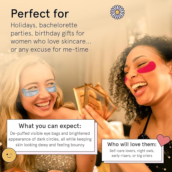 grace & stella Award Winning Under Eye Mask - Travel Essentials - Birthday Gifts for Women - Gel Eye Patches for Dark Circles, Puffy Eyes, Wrinkles, Undereye Bags - Vegan Self Care (48 Pairs, Gold)