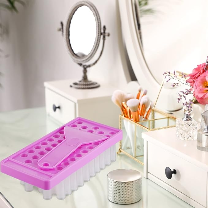 2 Sets Lip Balm Tray and Spatula Set Portable lipstick Holder Lip Balm Containers Lip Gloss Making Kit (Purple)