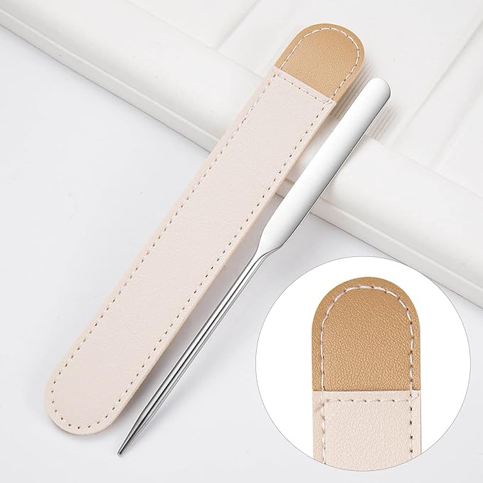 Foundation Spatula, 3-Pack Acrylic Nail Art Palette Oblique Round Head Stainless Steel Makeup Spatula for Woman Professional Facial Makeup Tools Makeup Mixing Palette