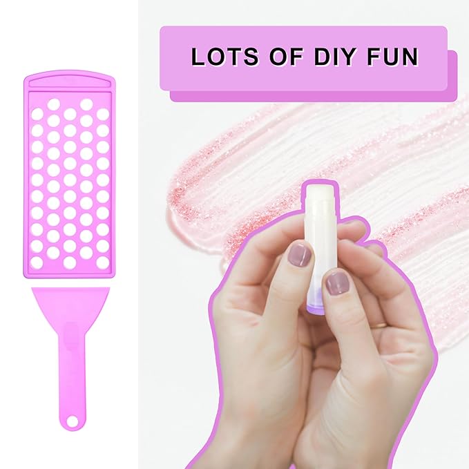 Lip Balm Filling Tray and Spatula Set - For 15mm Lip Balm Tubes ONLY - Instantly Fills 50 Standard 3/16 oz (5.5ML) with 15mm width Tubes