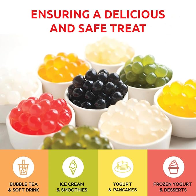 Fanale Strawberry Popping Boba Pearls, Vegan, Non GMO, Gluten Free, Fat Free, Perfect for Bubble Tea, Smoothies, Ice Cream, Desserts, and Beverages.