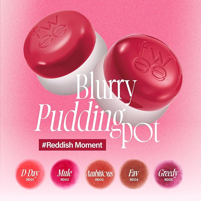 Lip&Cheek Blurry Pudding Pot | Reddish Moment - D-Day | Makeup Blush, Buildable Lightweight, Multi-Use Soft Matte Finish | 5g