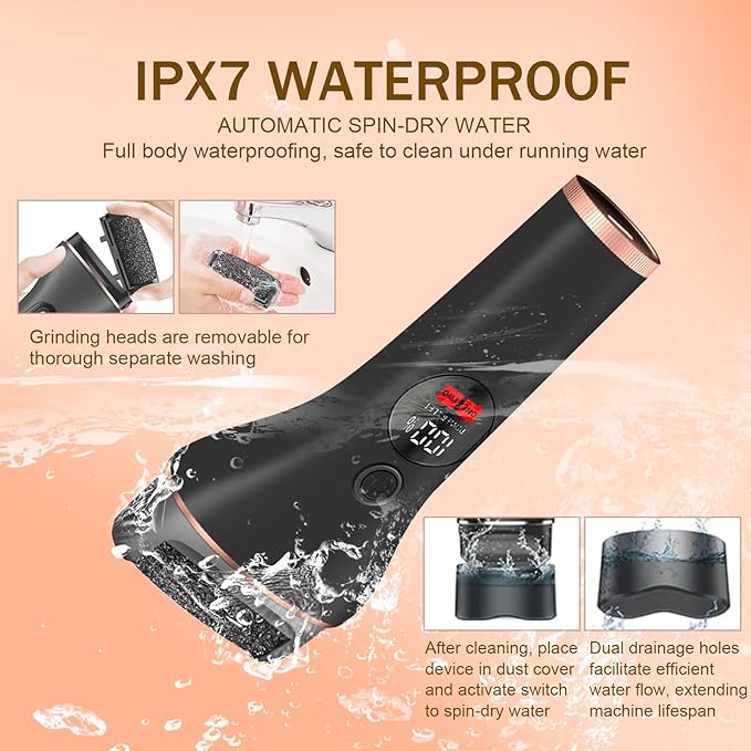 Electric Callus Remover for Feet with 17 in 1 Pedicure Kit, Rechargeable Waterproof Foot File Professional Foot Care Tools, Portable Callus Remover Kit to Remove Dead Skin Hard Skin Dry Cracks(Black)