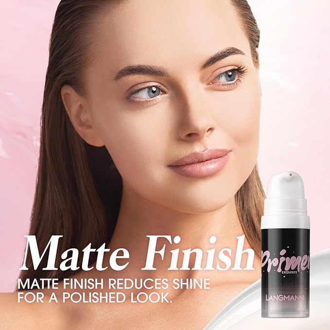 LANGMANNI Matte Grip Face Primer, Transparent Skin Perfecting Hydrating Primer,Unique Smooth Gel-Based Primer Essential For Longlasting Perfection Face Makeup (0.33 Fl Oz, 3)