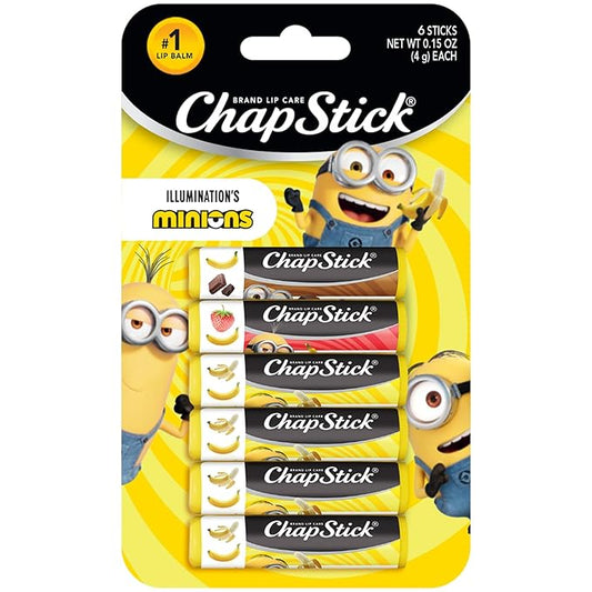 ChapStick Lip Balm Sets, Minions Banana-Nana + Variety Banana Pack (6 Sticks), Party Favors for Kids, 0.15 Oz Ea