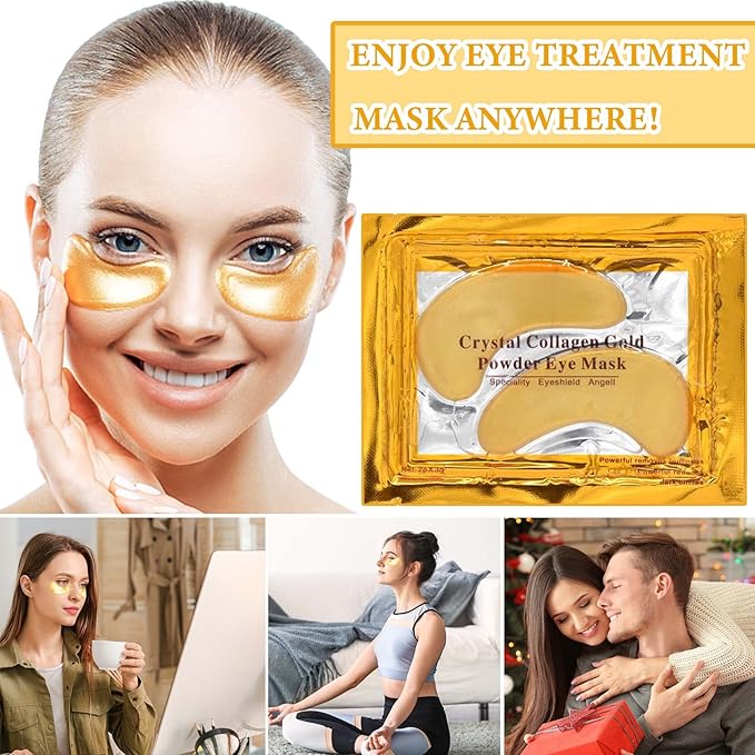 30 Pairs 24K Gold Eye Pads Under Eye Mask,Collagen Crystal Under Eye Patches Moisturizing Eye Gel Pads,Under Eye Masks for Wrinkles,Puffy Eyes & Dark Circles,Eye Patch for Beauty Eye Care