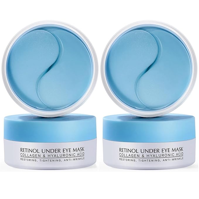 Enaskin Naturals Under Eye Patches for Dark Circles: 60 Pairs Retinol Collagen Eye Gels Mask - Reduce Wrinkles Puffy & Bags - Skin Treatment Pads - Anti Aging Moisturizer For Women (Blue 2 Pack)