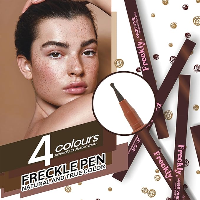 Freckle Pen,2 PCS Faux Freckle Stamp Waterproof,Fake Face Freckles Stain Makeup Long Lasting Quick Dry,Natural Lifelike Soft Dot Freck Pen 01-Light+02-Medium