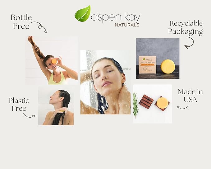 Aspen Kay Naturals Conditioner Bar, Lemongrass, 2.3 Ounce. Made With Natural & Organic Ingredients, All Hair Types including frizzy hair, Sulfate-Free, Cruelty-Free & Vegan