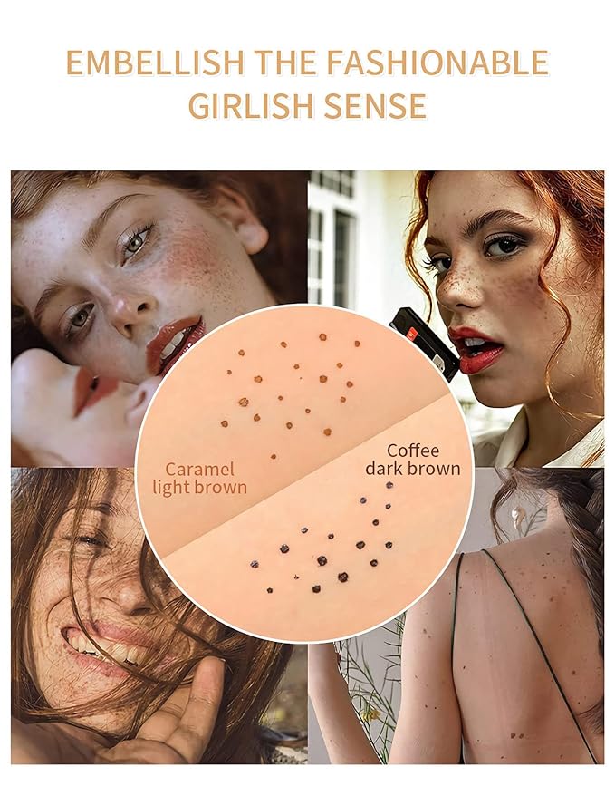 Lifelike Freckle Pen - 2 Colors (Light Brown & Dark Brown), Waterproof, Quick Dry, Soft Dot, Natural, Magic Fake Freckles Makeup Pen