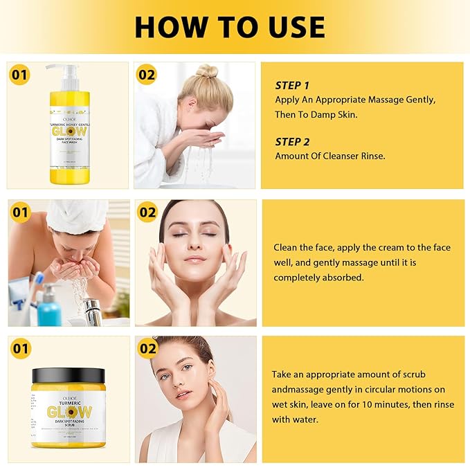 Glow Combo Skincare Set,3 In 1 Turmeric Combo Skincare Set，Turmeric Glow Butter, Skincare Gift Set For All Skin Type (1 Set)